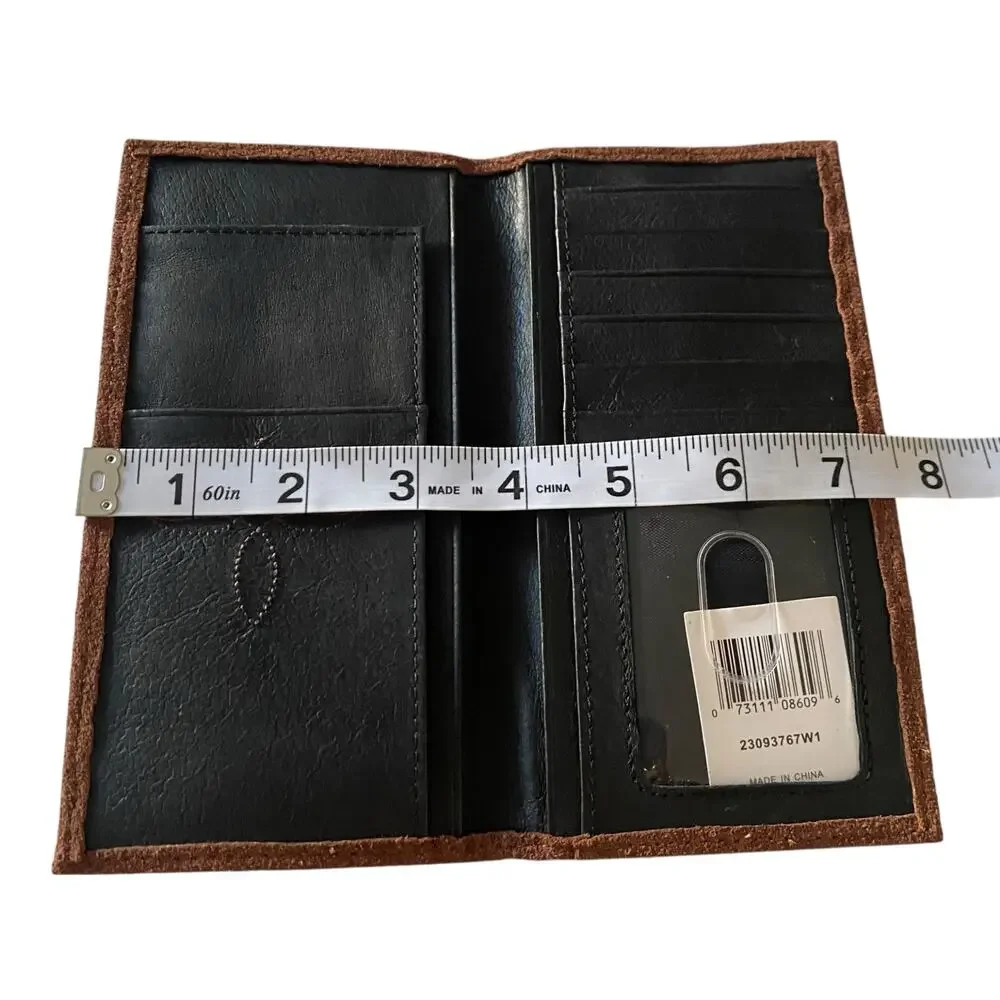 NWT Men’s JUSTIN RODEO SUEDE LEATHER RFID WALLET WITH GEOMETRIC TRIM 23093767W1